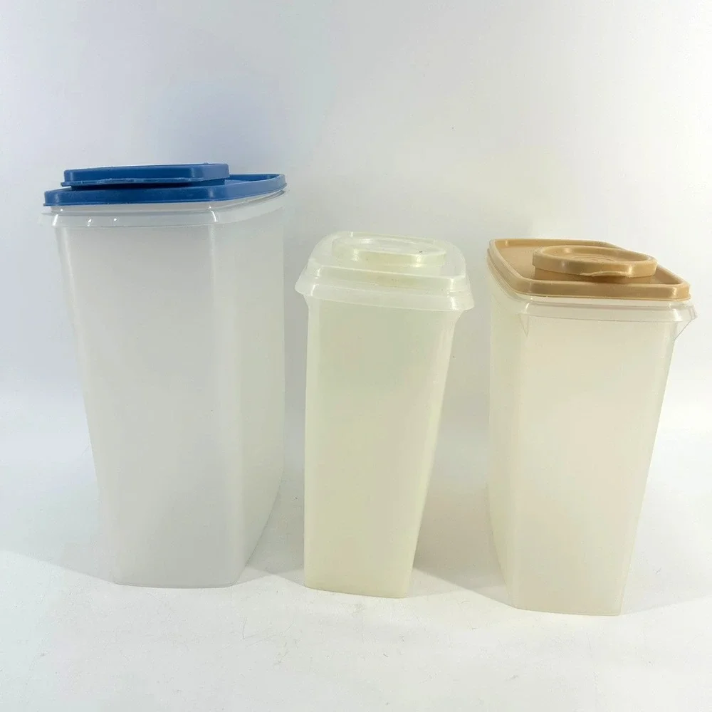 Tupperware Modular Mates Cereal Food Storage Containers Lot of 3 Blue Tan White